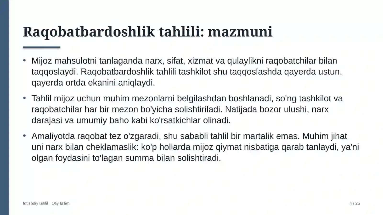Ip yigiruv fabrikalarida raqobatbardoshlik tahlili 4