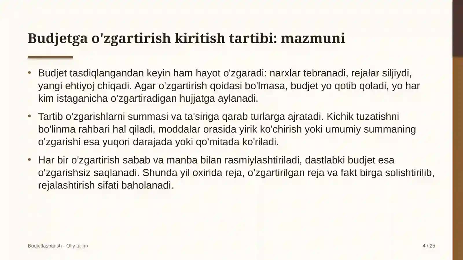Interyer dizaynida budjetga o'zgartirish kiritish tartibini belgilash 4