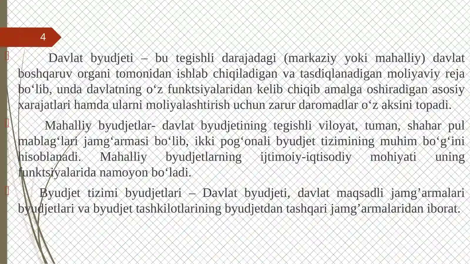 BYUDJET TIZIMIBYUDJETLARINING MOHIYATI 4