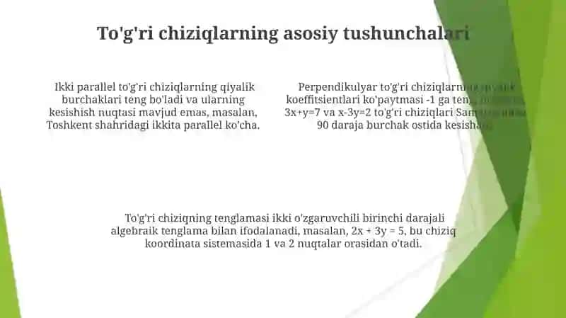 To'g'ri chiziqlar ustida amallar 4
