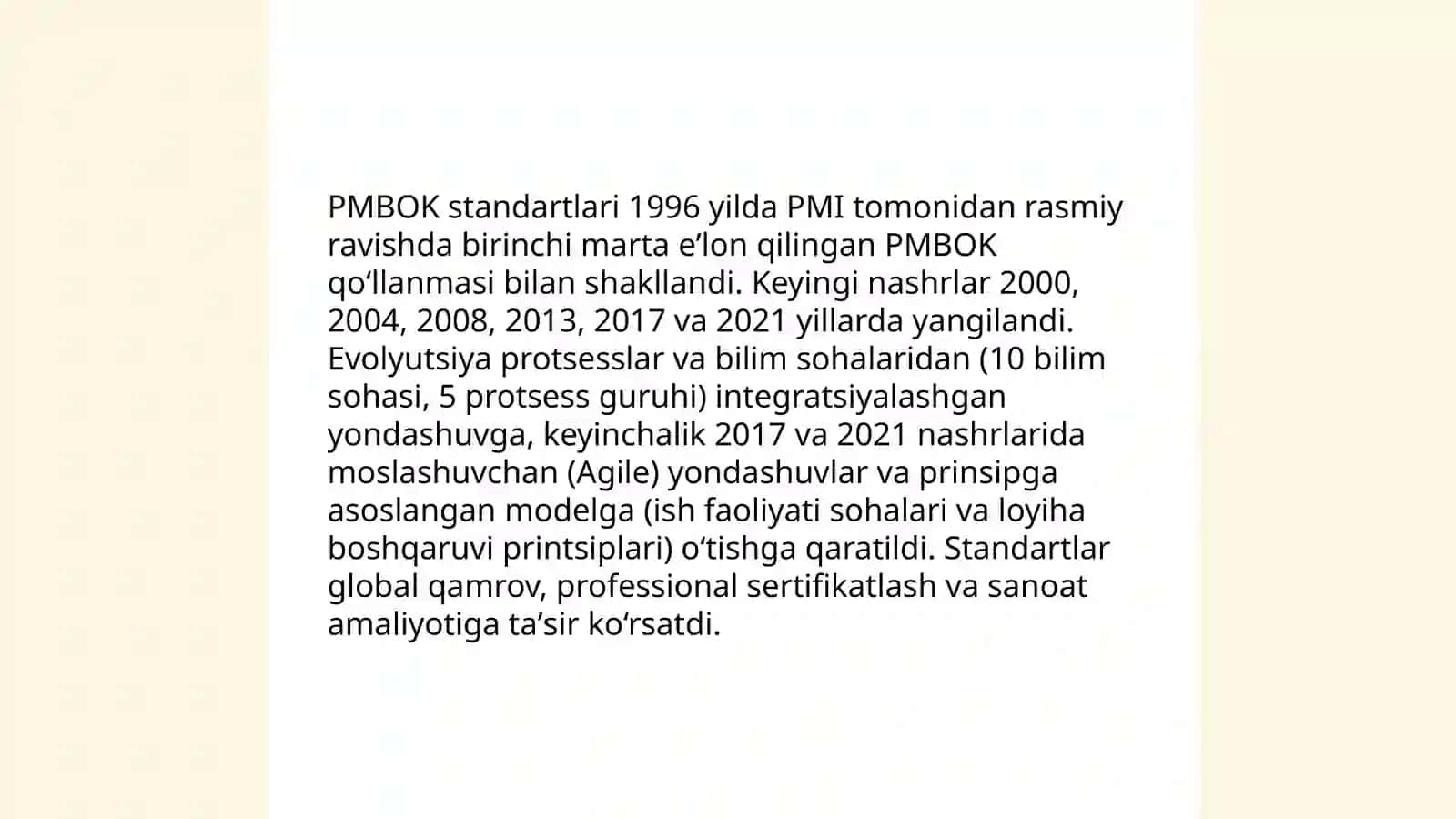 PMBOK standartlari va ularning mazmuni 4