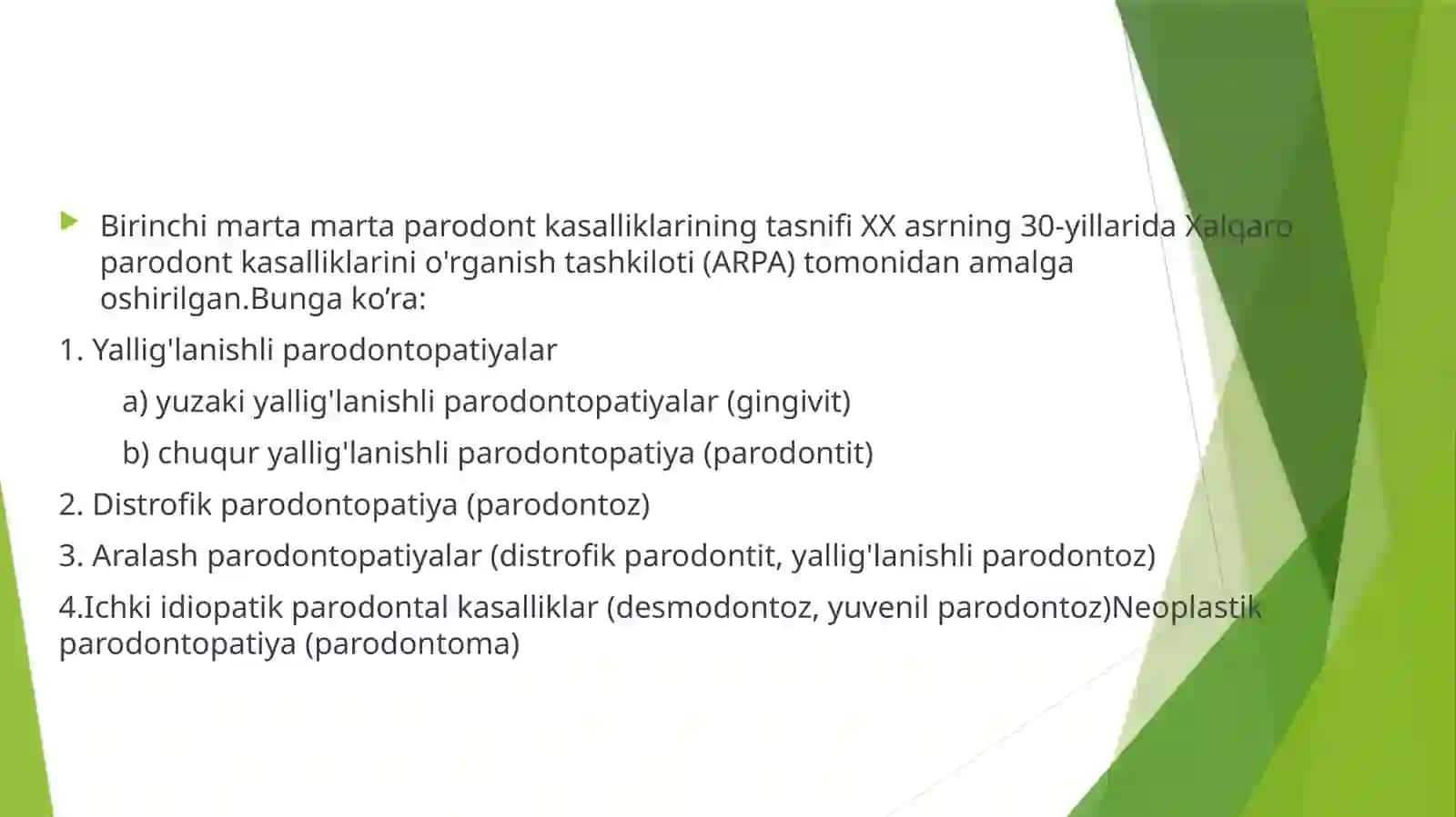 Parodontkasalliklari klinik tekshirish usullari 4