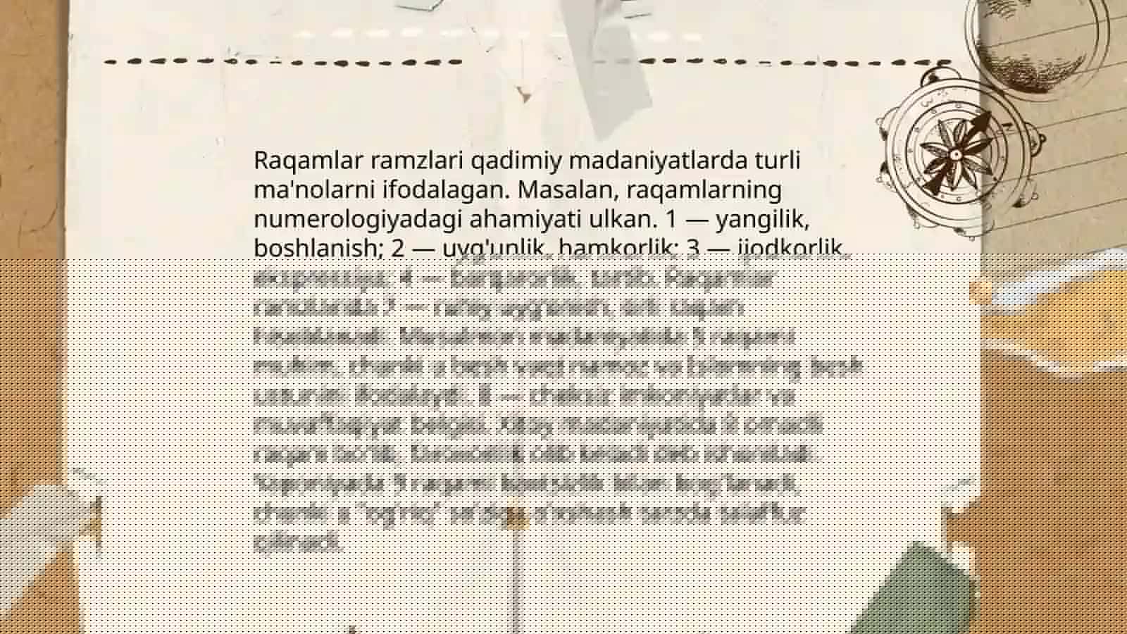 Ranglar va raqamlar ramzlari 4