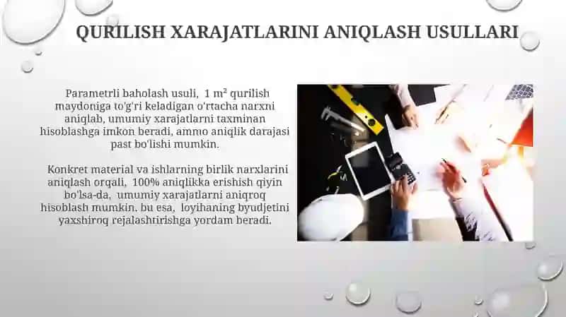 Qurilish harajatlarini aniqlash usullari 4