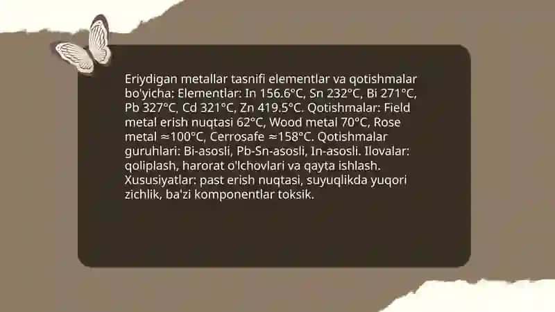 Eriydigan metallar 4