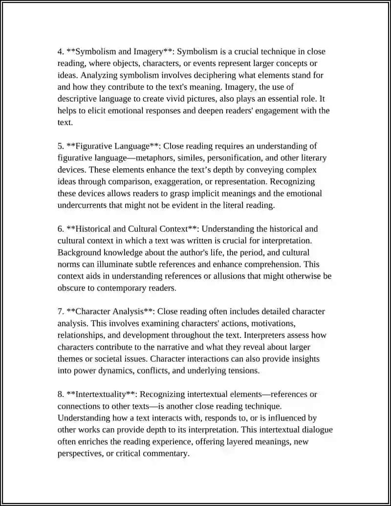 Close reading techniques for interpretation 4