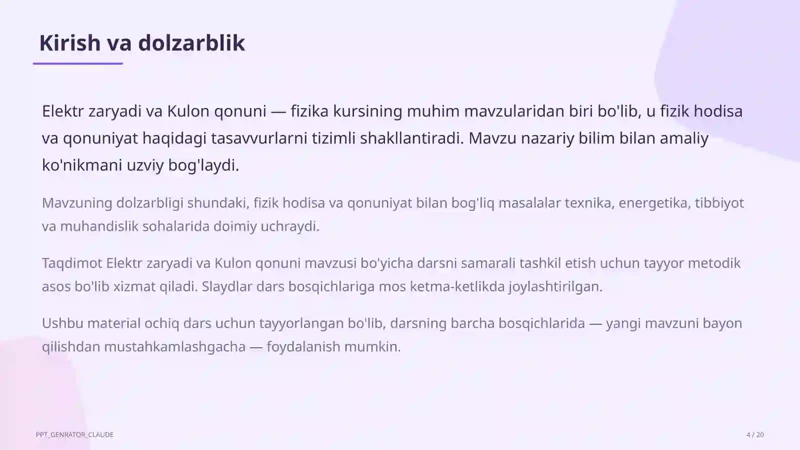 Elektr zaryadi va Kulon qonuni (8-sinf) 4