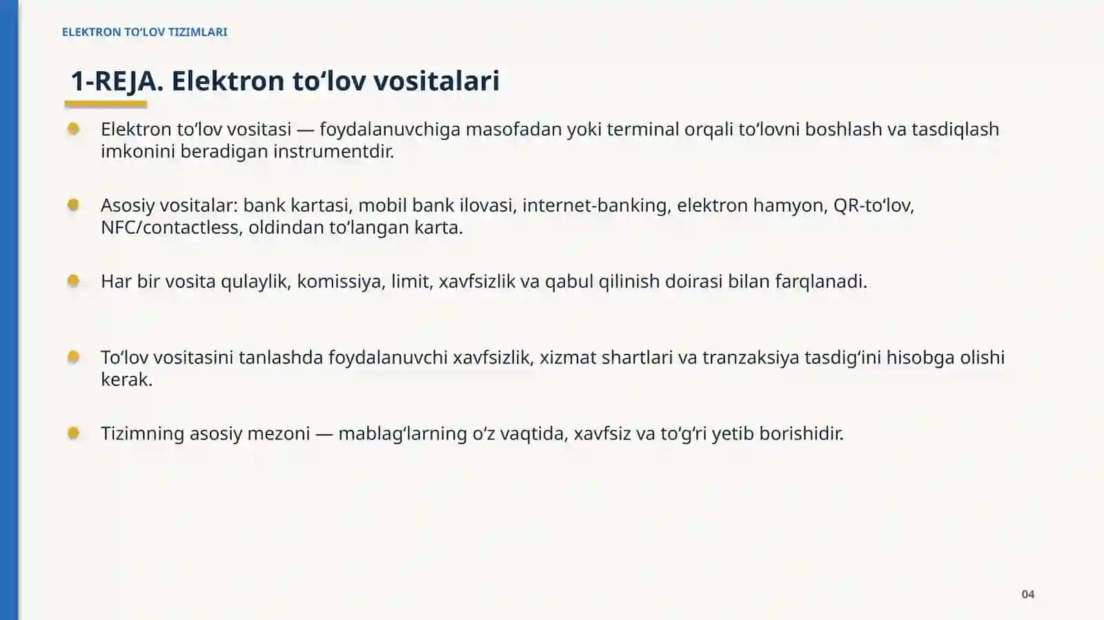 ELEKTRON TO‘LOV TIZIMLARI 4