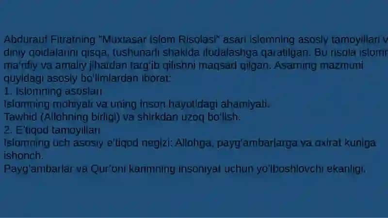 Abdurauf Fitratning Muxtasar Islom tarixi risolasi 4