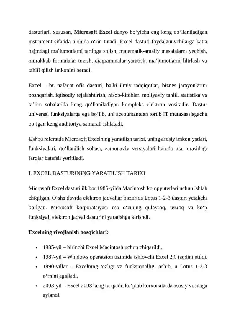 Excel dasturi 4