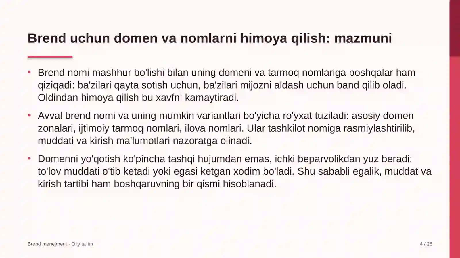 Brend menejment · Oliy ta'limg 4