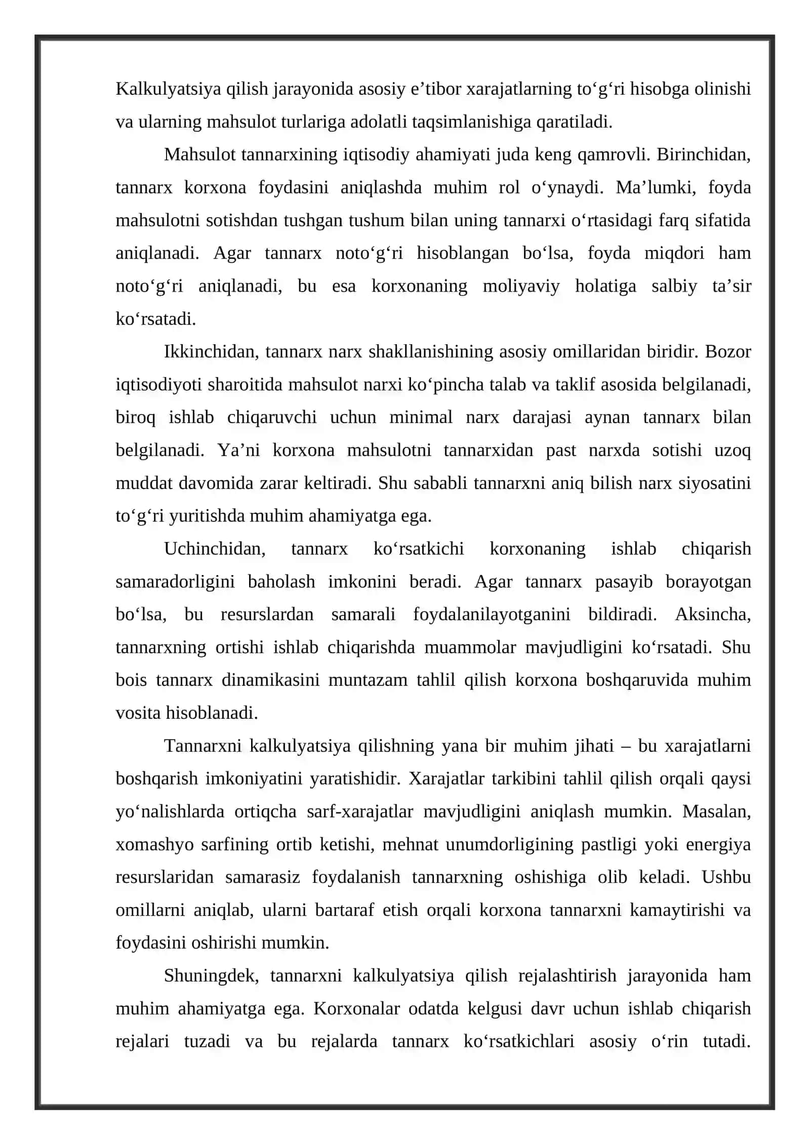 Mahsulot tannarxini kalkulyatsiya qilishning zamonaviy tizimlari. 4