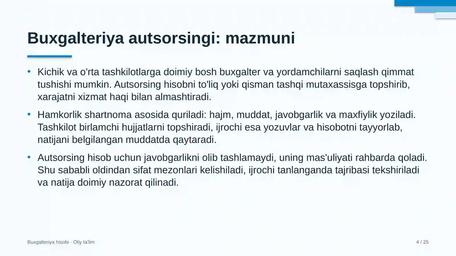 Buxgalteriya Hisoqi · Oliy Ta'lim 4