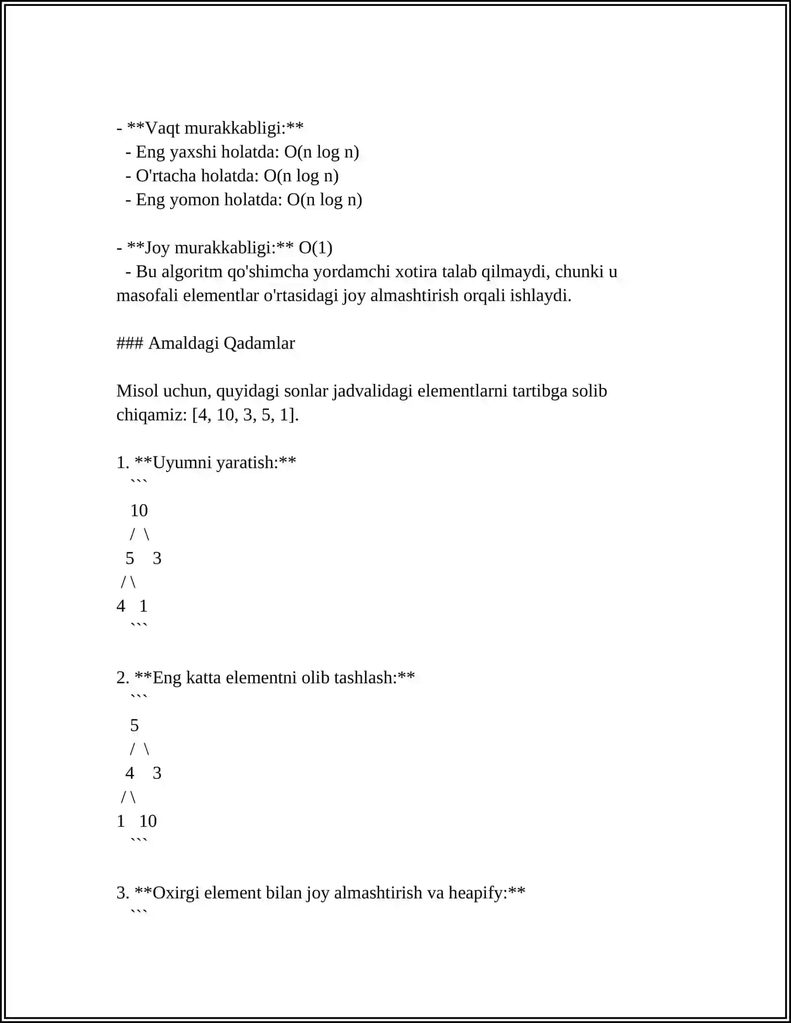 MUSTAQIL ISH Mavzu: HEAP-SORT ALGORITMI 4
