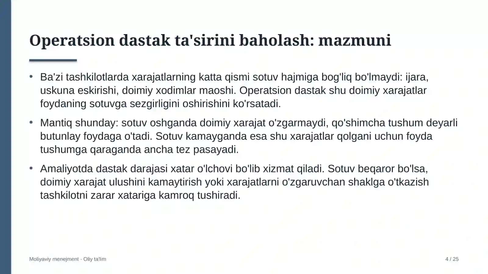 Hayvonot bog'larida operatsion dastak ta'sirini baholash 4