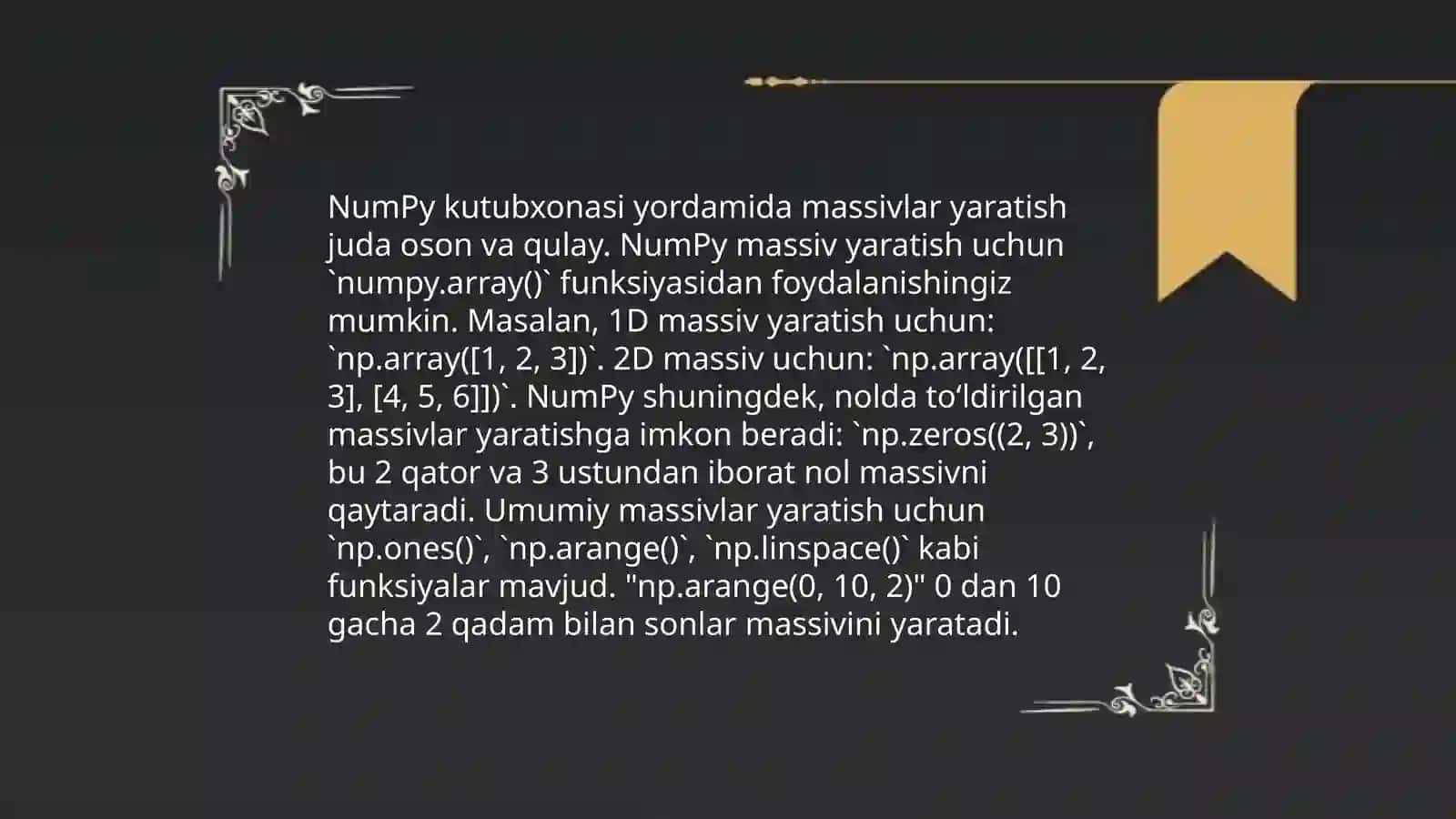 Pythonda NumPy kutubxonasi bilan ishlash 4