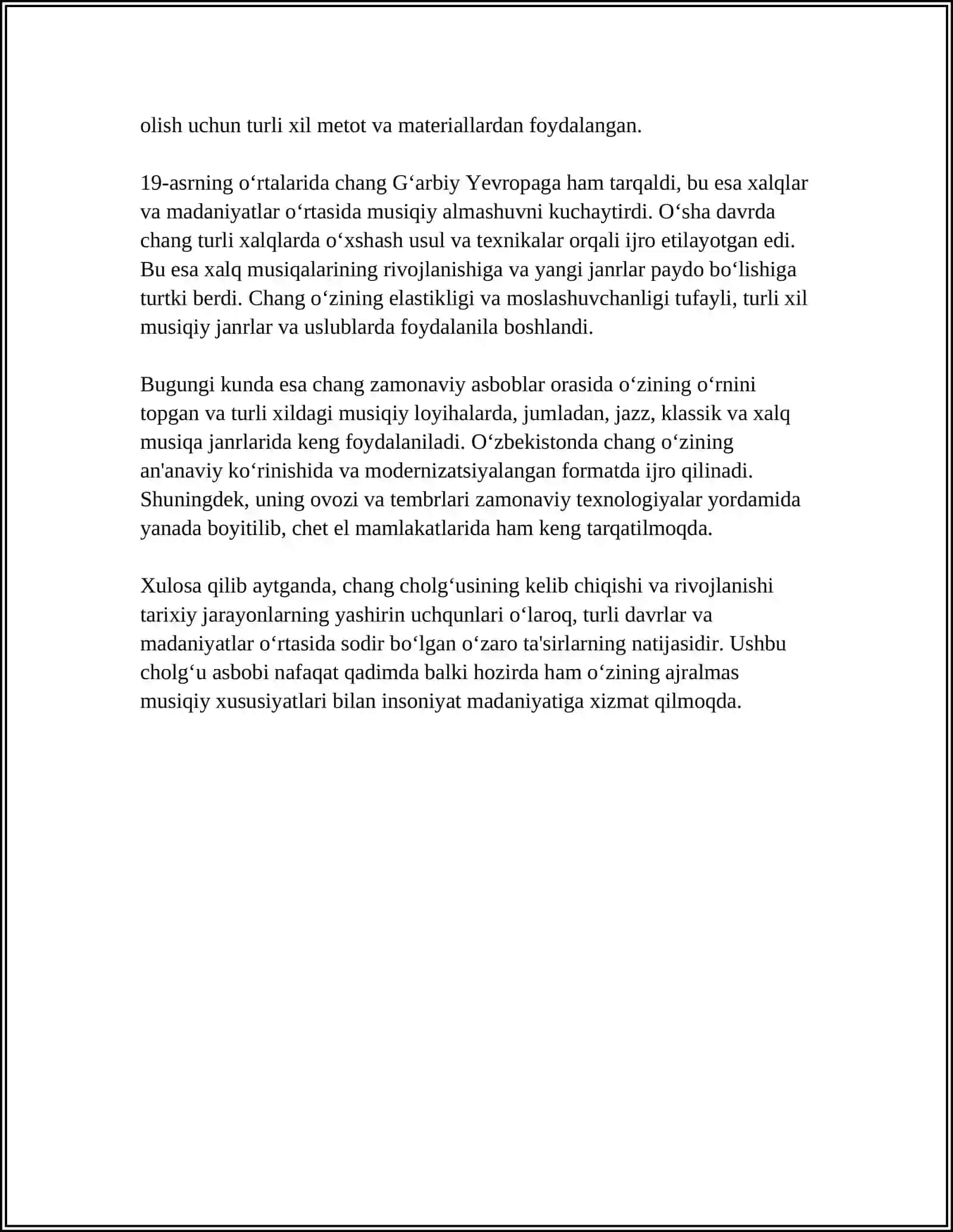 CHANG CHOLGʻUSINING YARALISH TARIXI 4