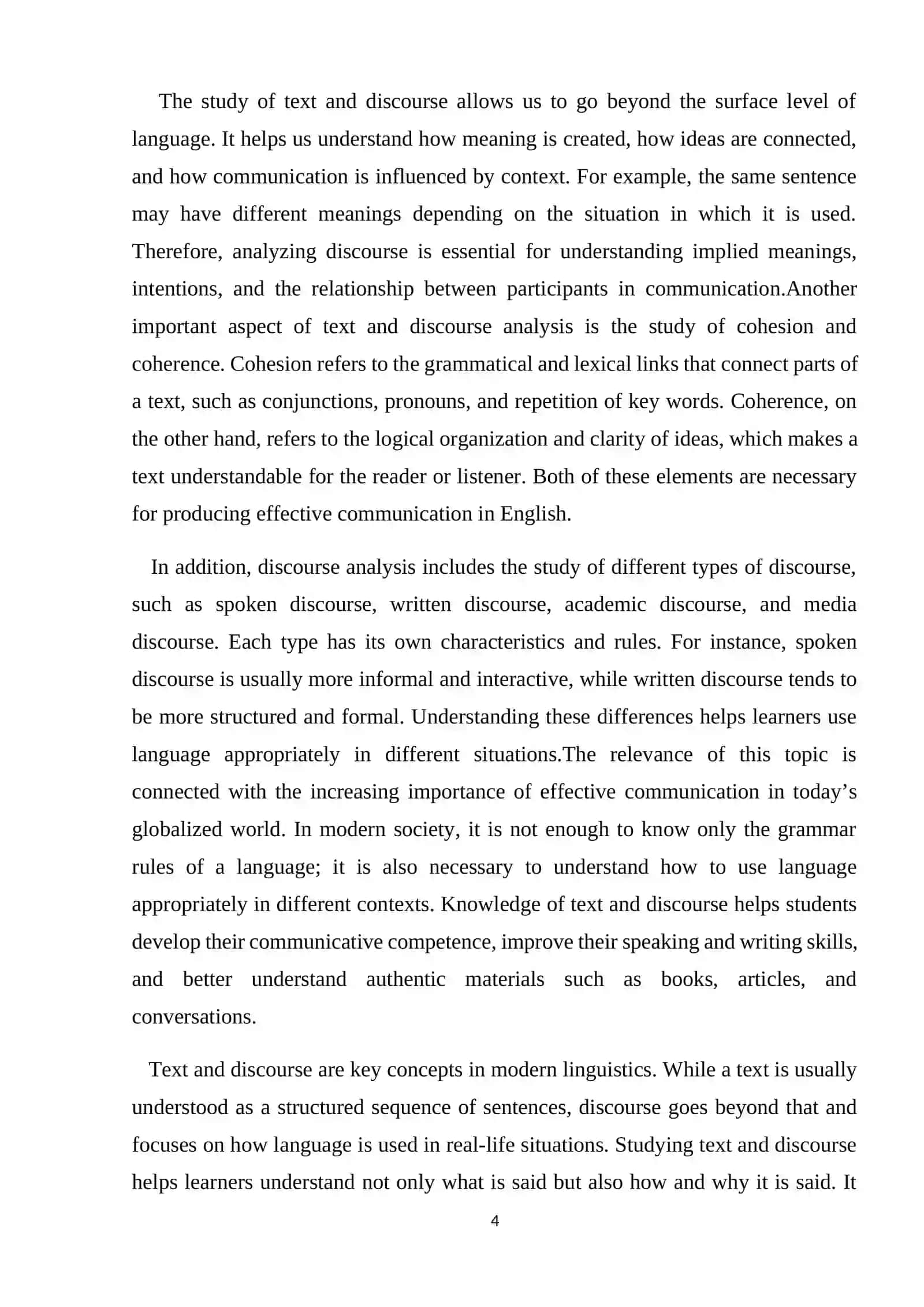 Course Work on Text and Discourse in English linguistics 4