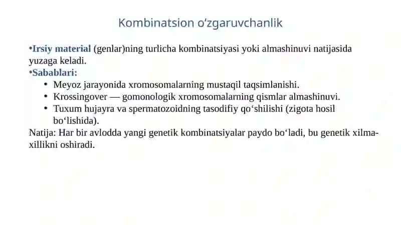 O‘zgaruvchanlik va uning xillari 4