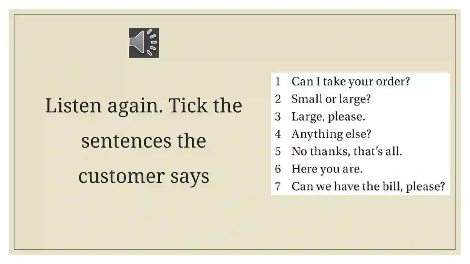 Ordering food 4