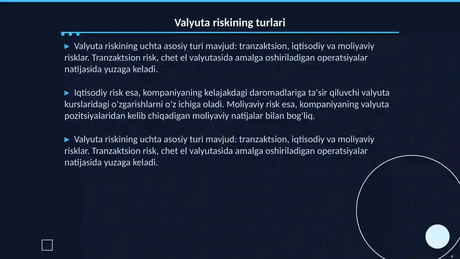 Valyuta riski va uni boshqarish usullari 4