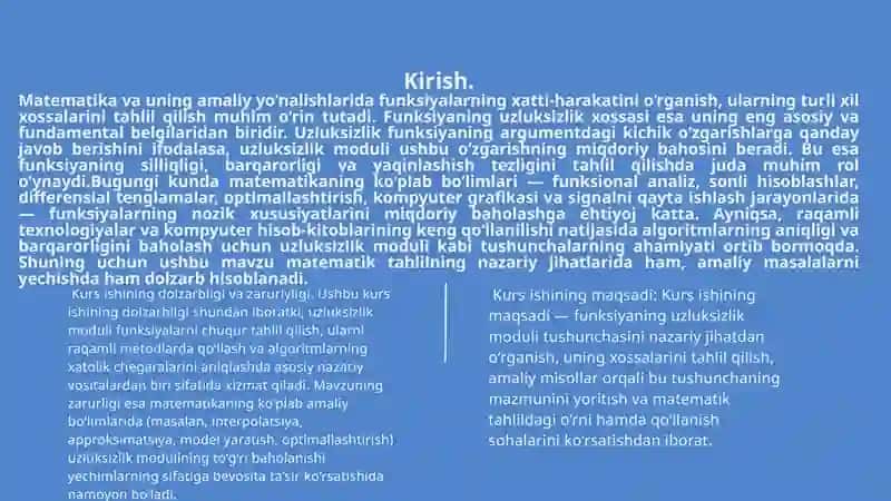 "Funksiya uzluksizligi moduli" 4