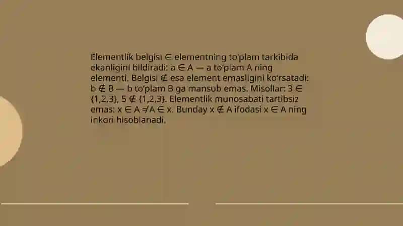 Toʻplamlar va ularning elementlari 4