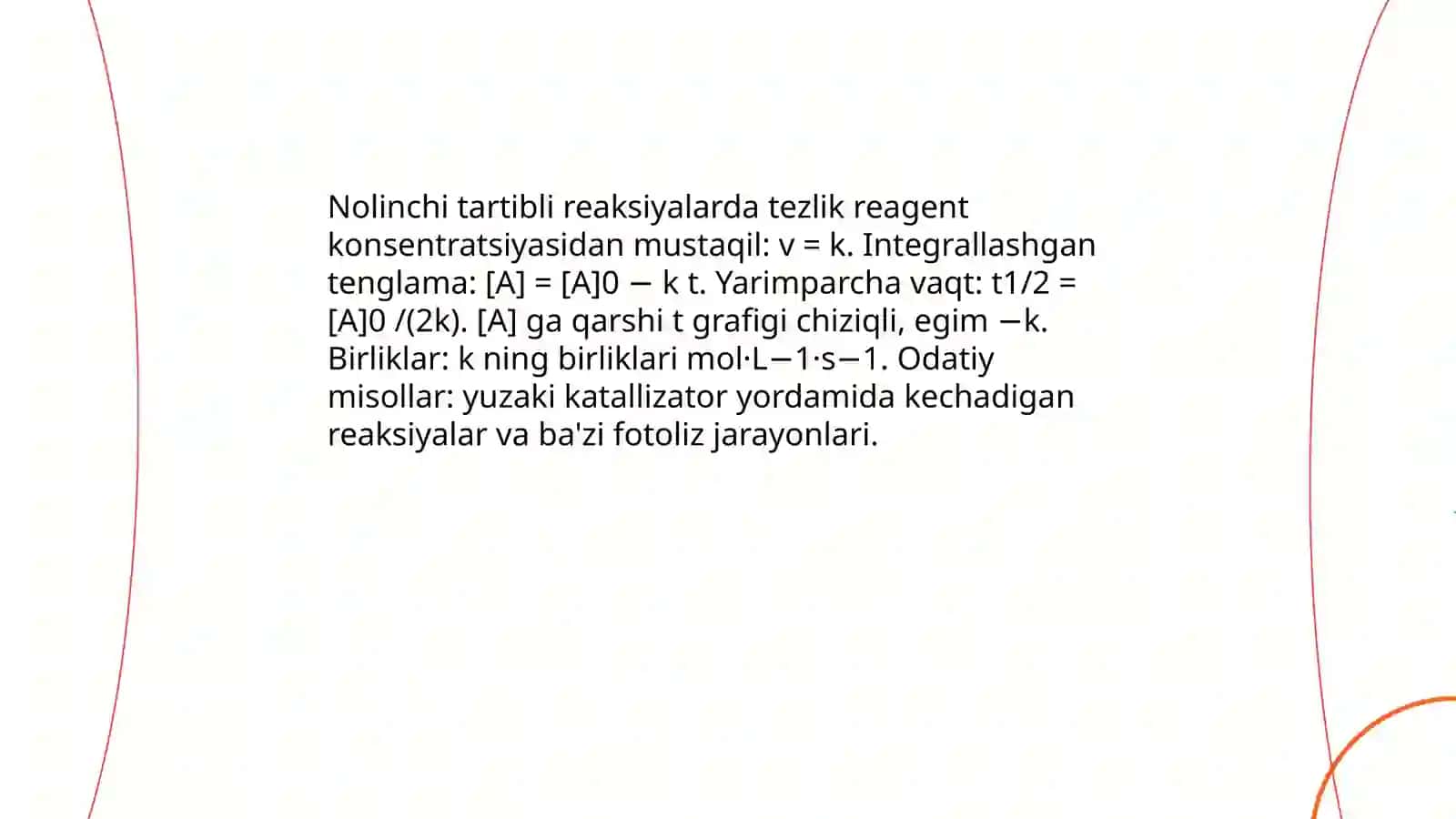 Reaksiyalarning tartibi va molekulyarligi 4