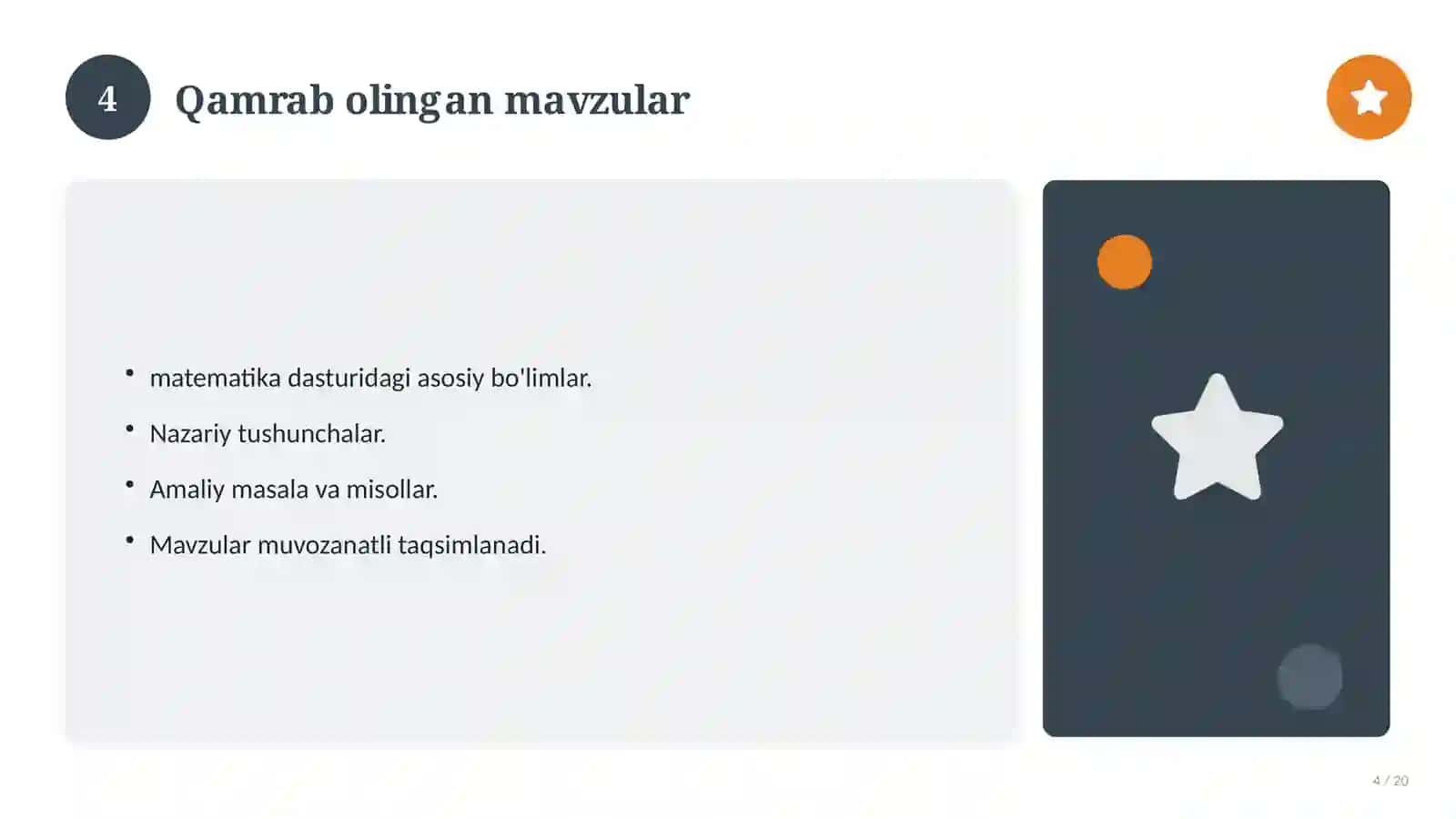 Informatika fanidan 1-sinf: CHSB (chorak summativ baholash) 4