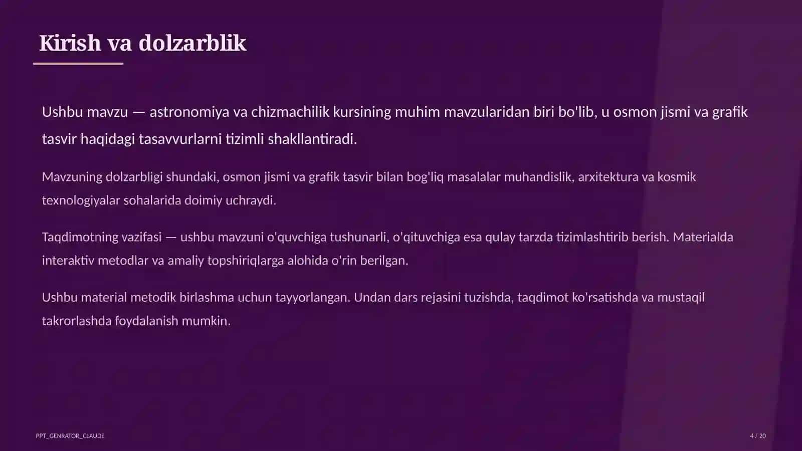 Chizmachilik asoslari: chizma asboblari va formatlar (8-sinf) 4
