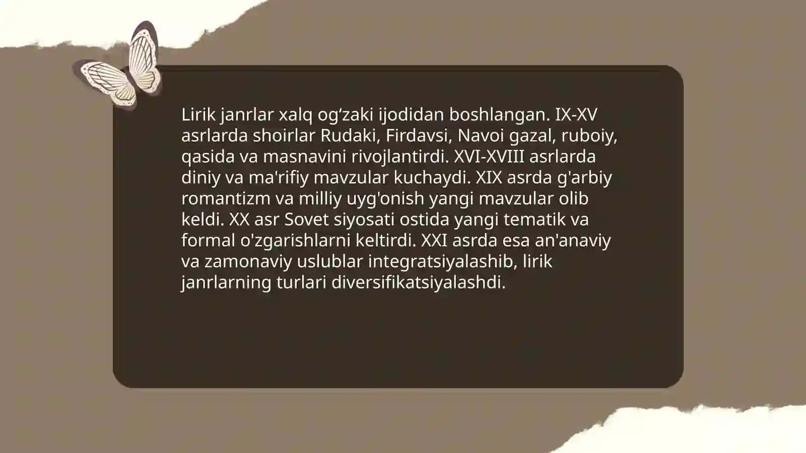 Lirik tur va uning janrlari 4