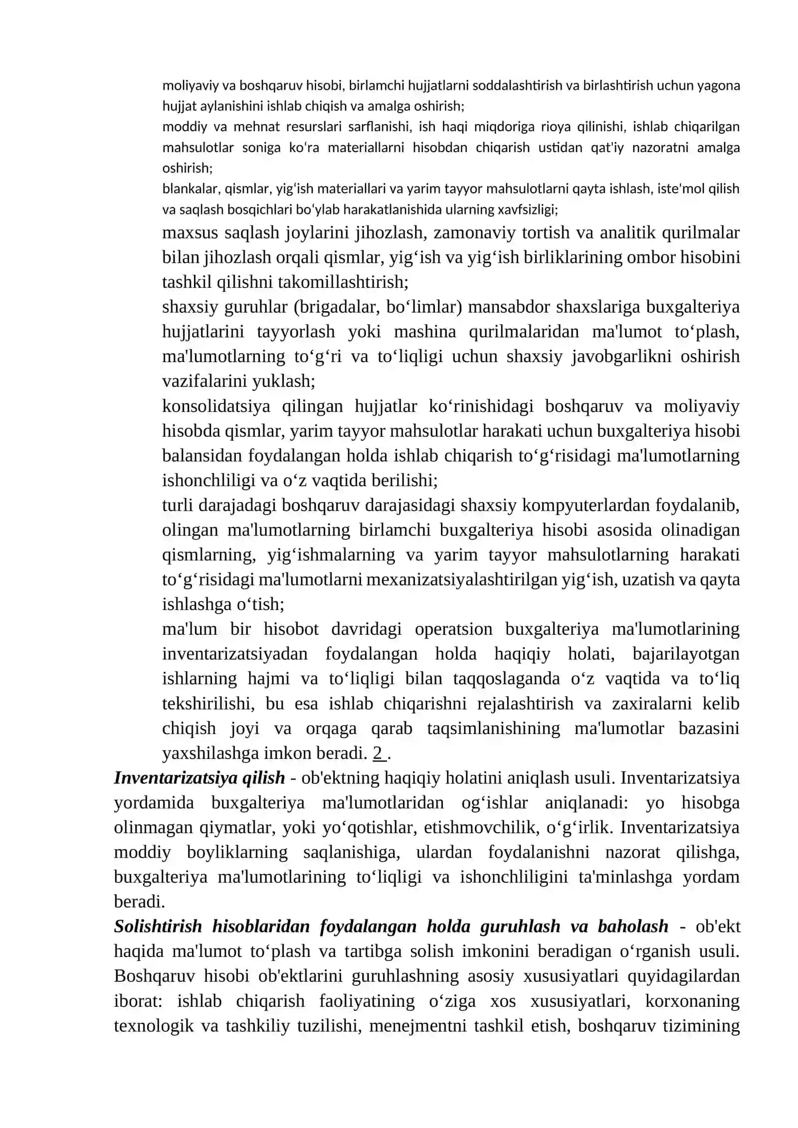 24-mavzu; Boshqaruv hisobining usullari. Boshqaruv hisobini tashkil etishning xuquqiy asoslari. Korxonaning hisob siyosati 4