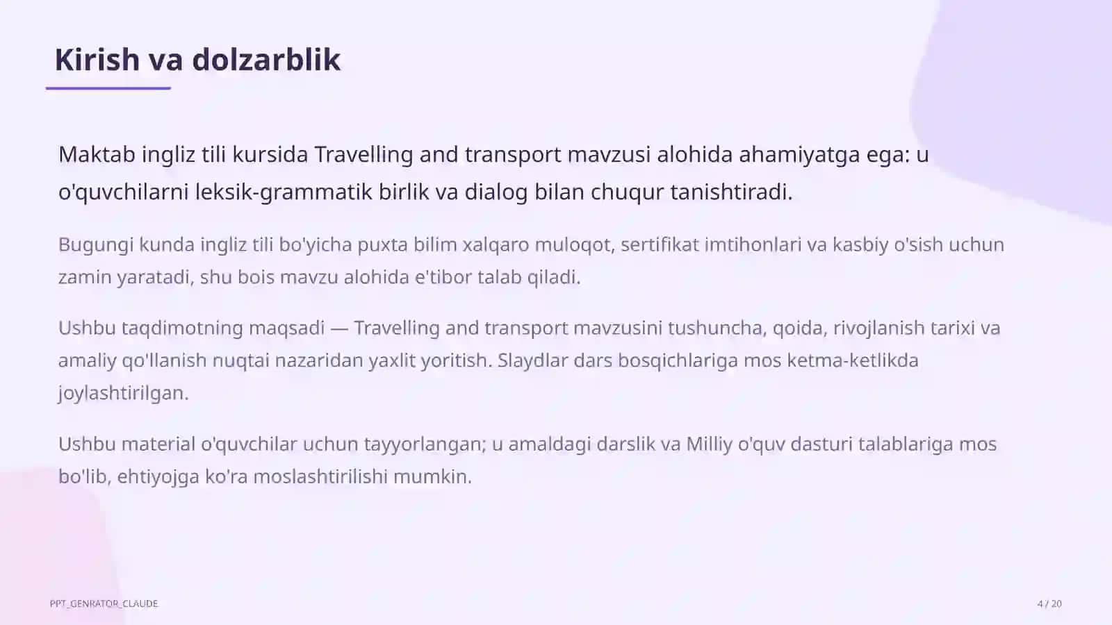Ingliz tili (1–11) — o'quvchilar uchun 4