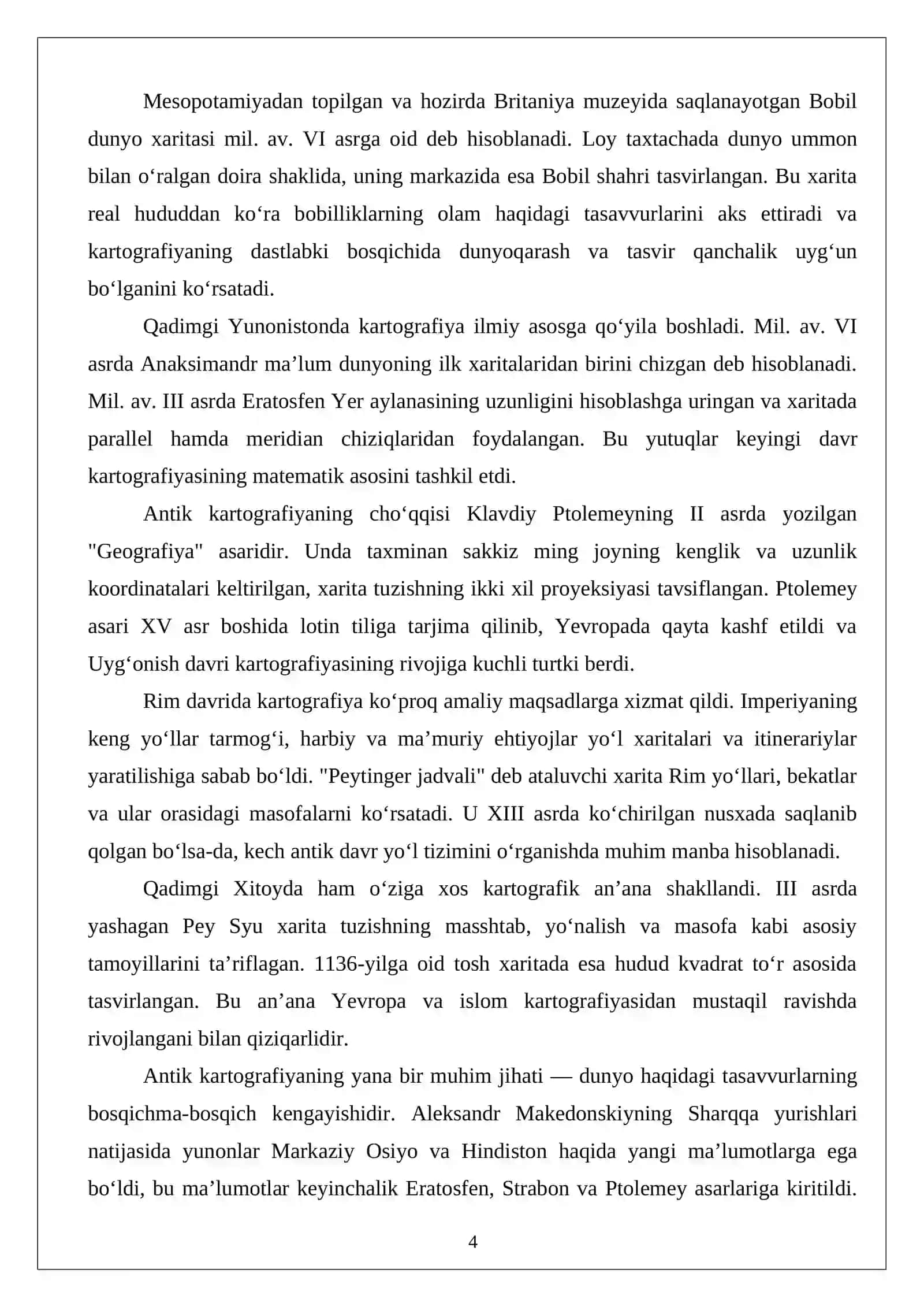 Tarixiy kartografiya va uning asosiy yo‘nalishlari 4