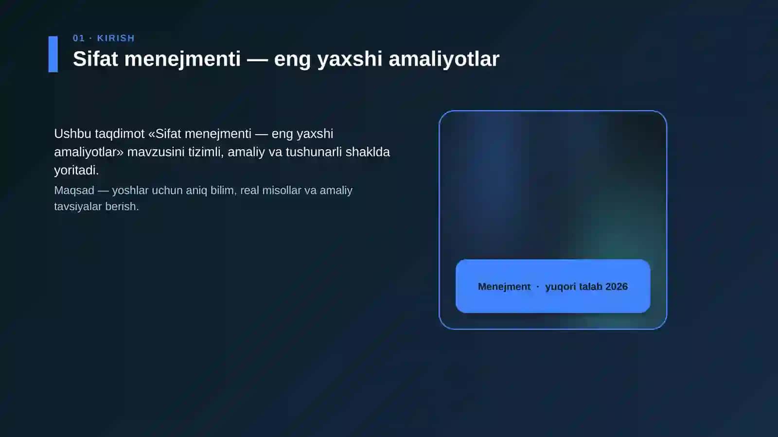 Sifat menejmenti — eng yaxshi amaliyotlar 4