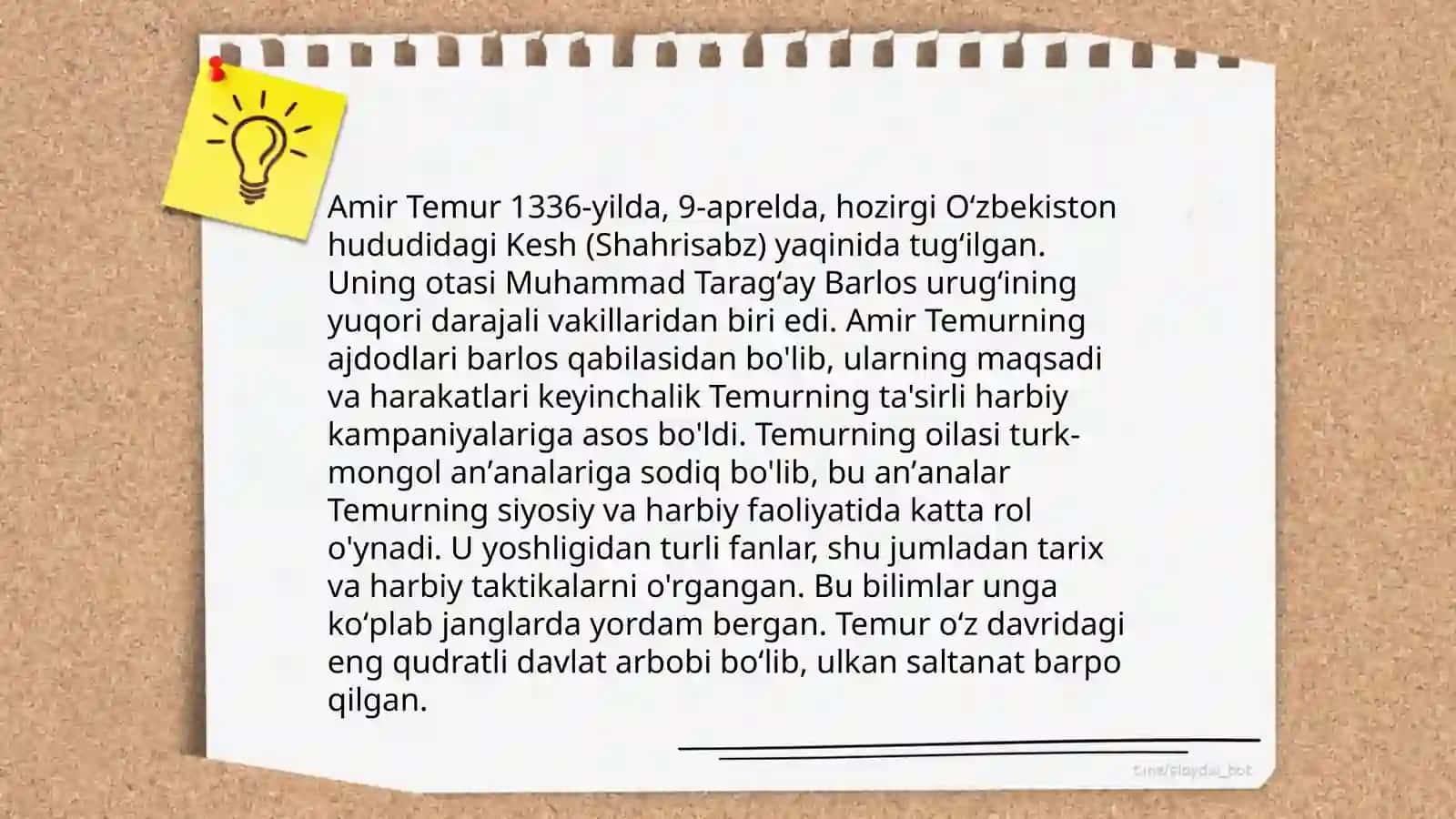 Amir Temurning hayoti haqida 4