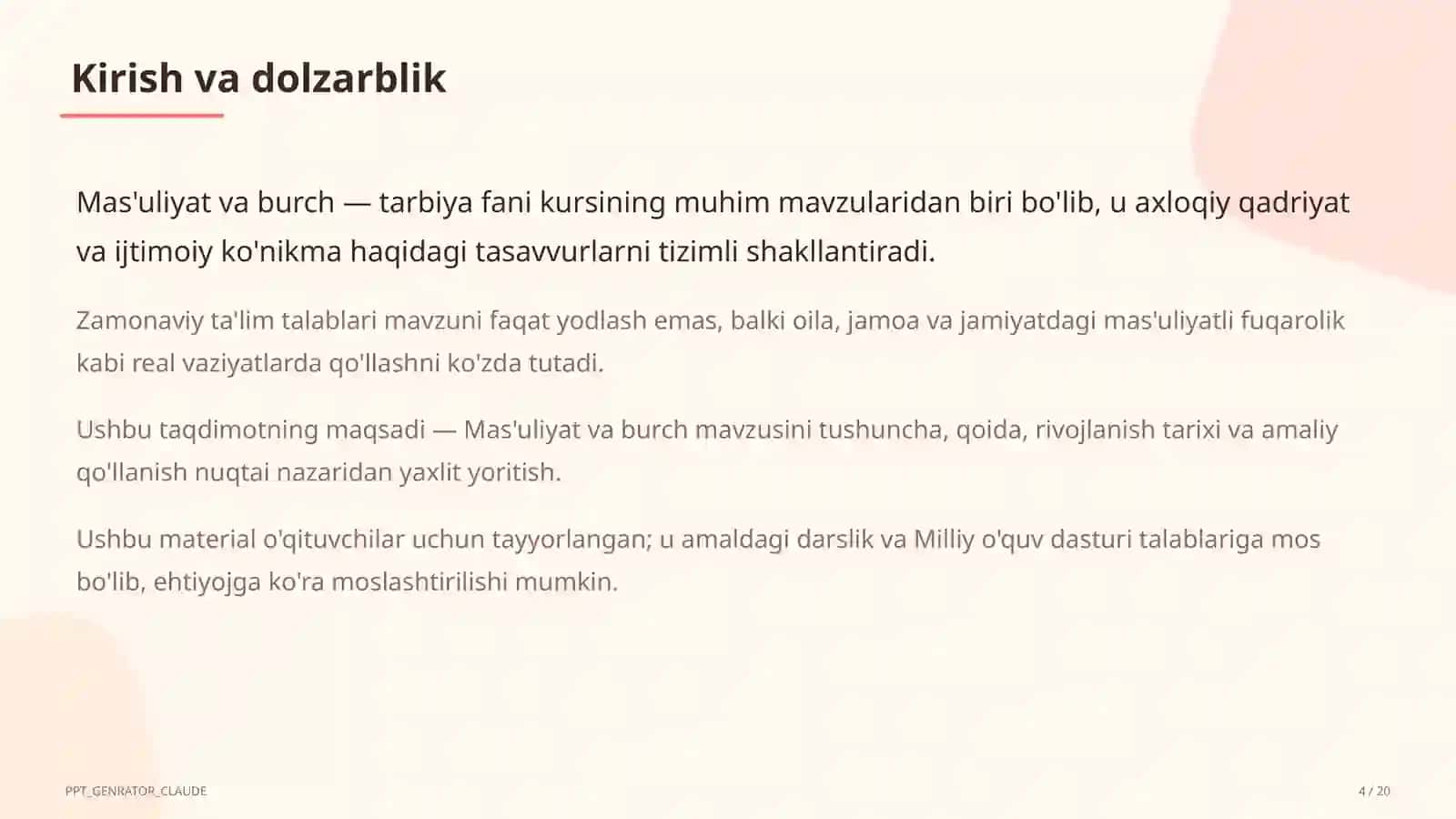 Mas'uliyat va burch (6-sinf) 4