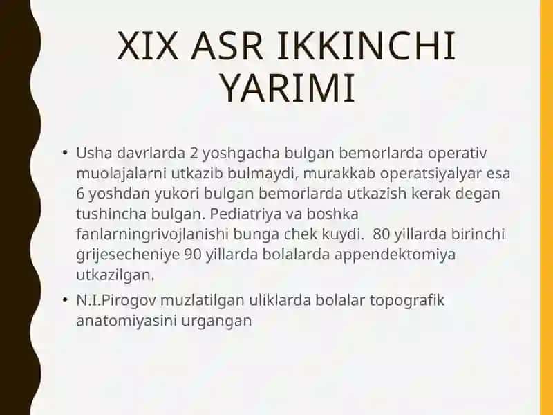 BOLALAR XIRURGIYASINING RIVOJLANISH TARIXI 4