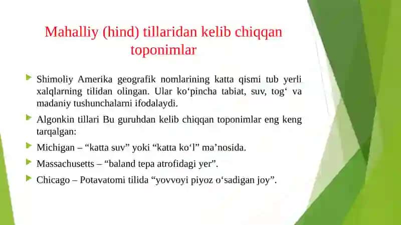 SHIMOLIY AMERIKA TOPONIMLARI 4