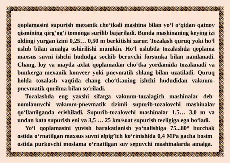 SHAHAR  YO'LLARINI QURUSHDA YO'L TO'SHAMALARI ASOSINI QURUSH TEXNOLOGIK XARITASINI TUZISH 4
