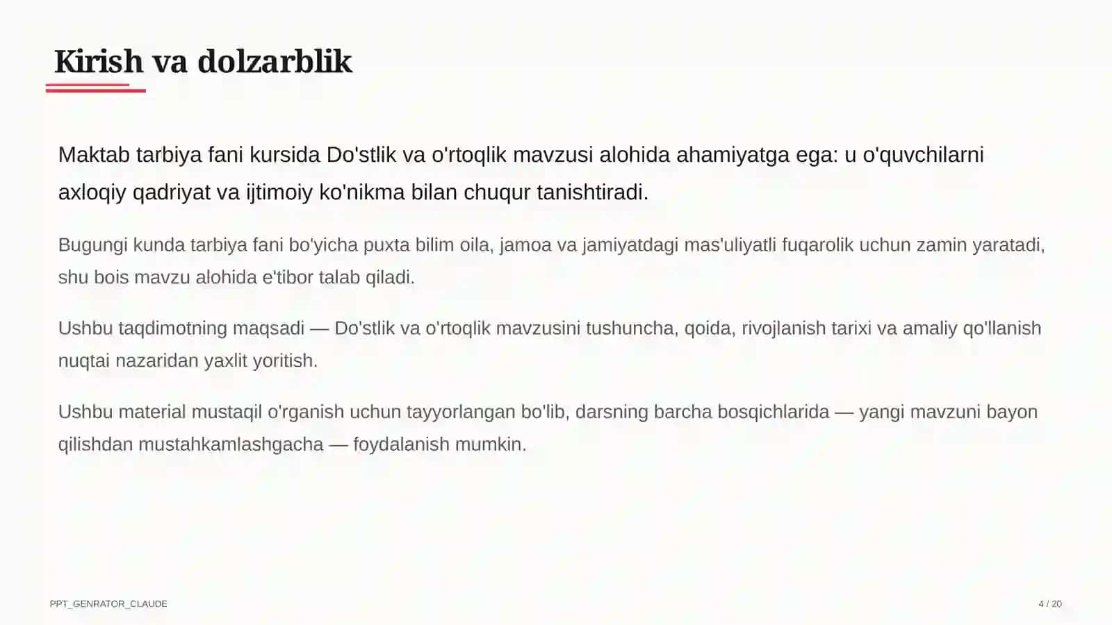 Do'stlik va o'rtoqlik (2-sinf) 4