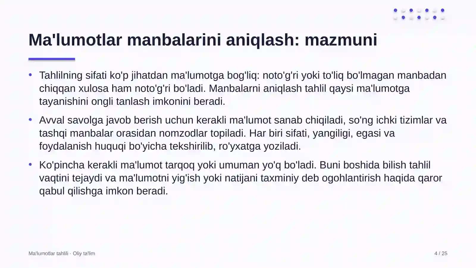 Energetika ta'mirlash korxonalarida ma'lumotlar manbalarini aniqlash 4