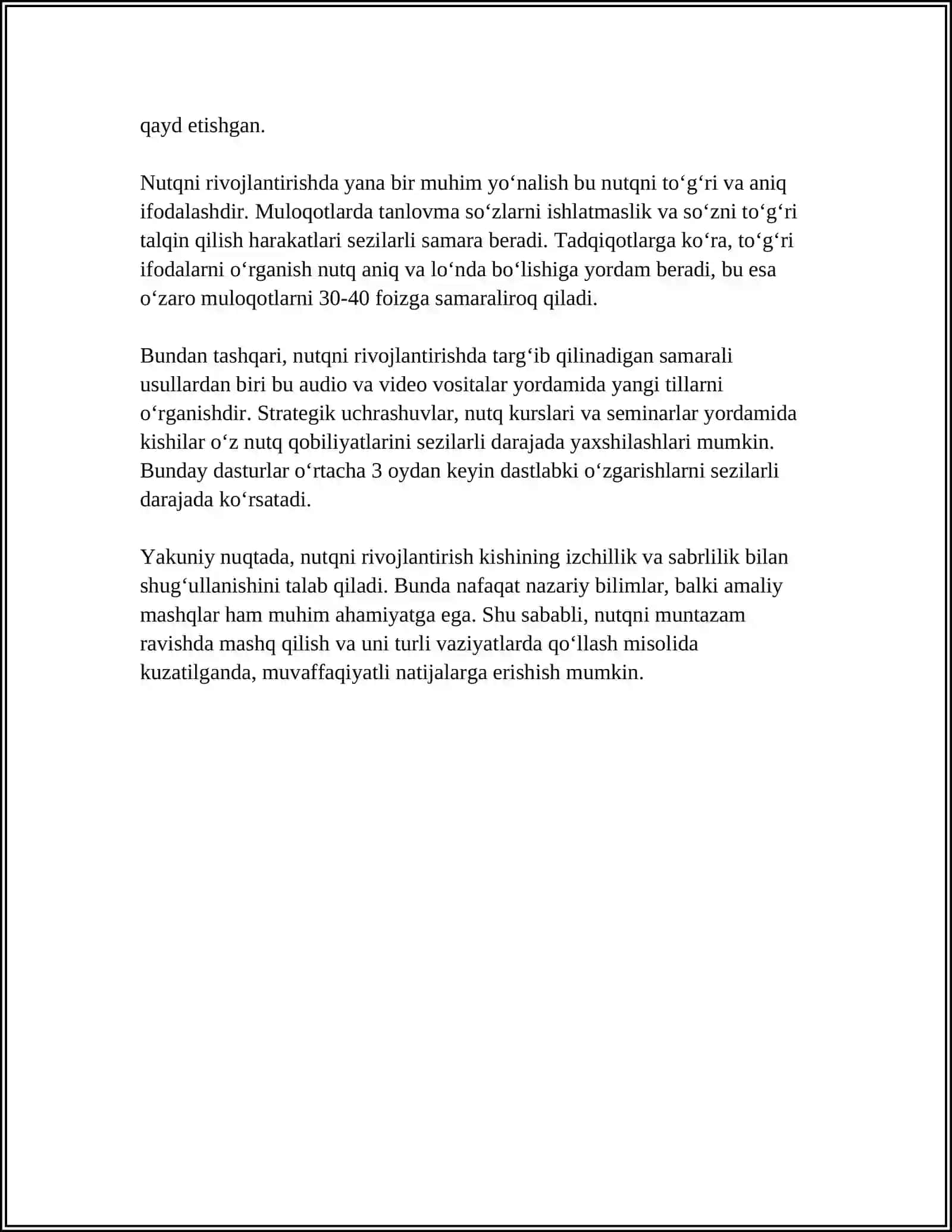 BOSHLANGʻICH SINF ONA TILI DARSLARIGA QUYILADIGAN TALABLAR 4