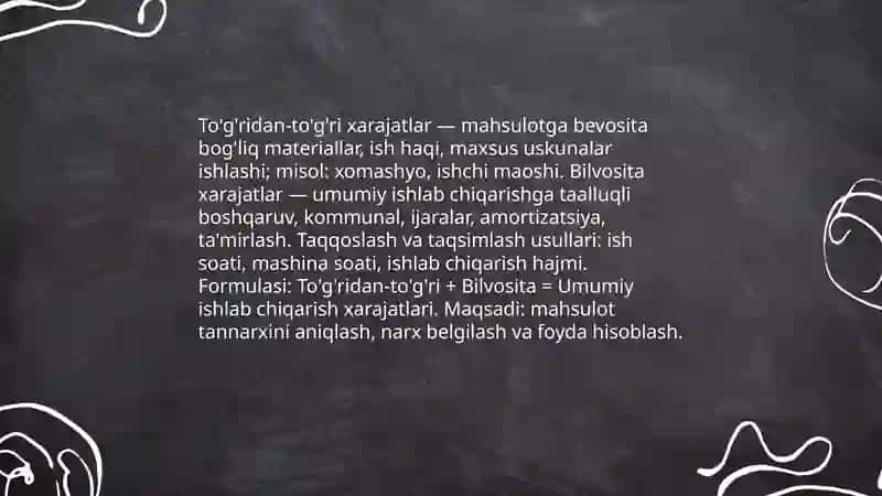 Ishlab chiqarish xarajatlari va foydasi 4