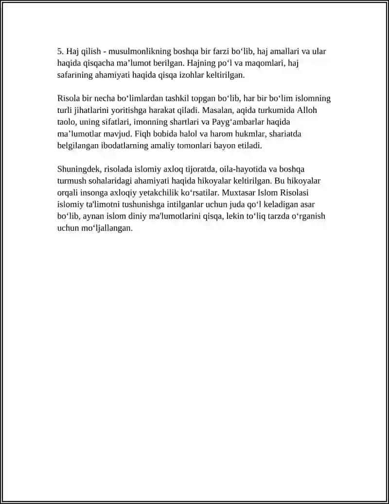 MUXTASAR ISLOM RISOLASI 4