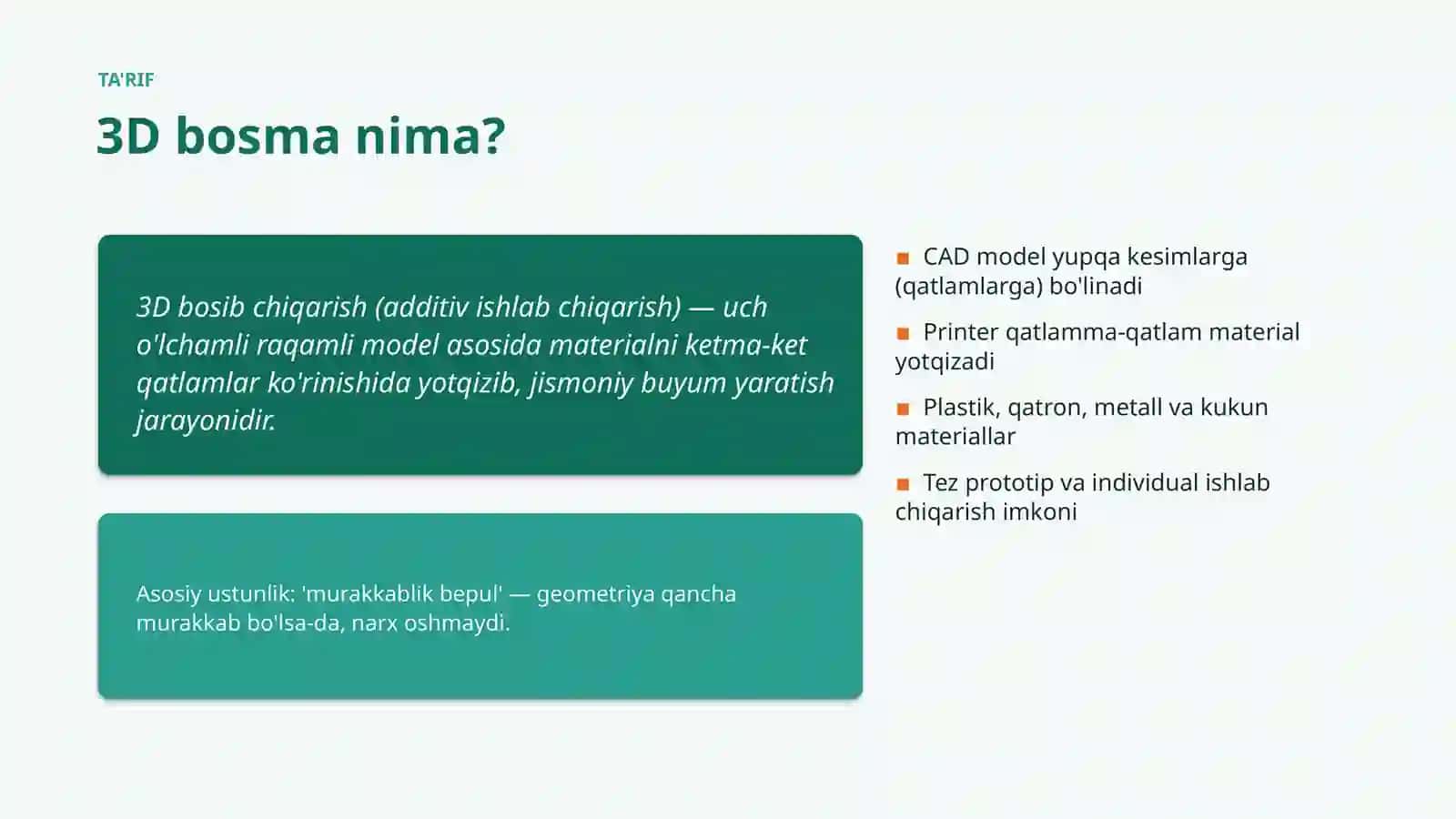ADDITIV ISHLAB CHIQARISH 4