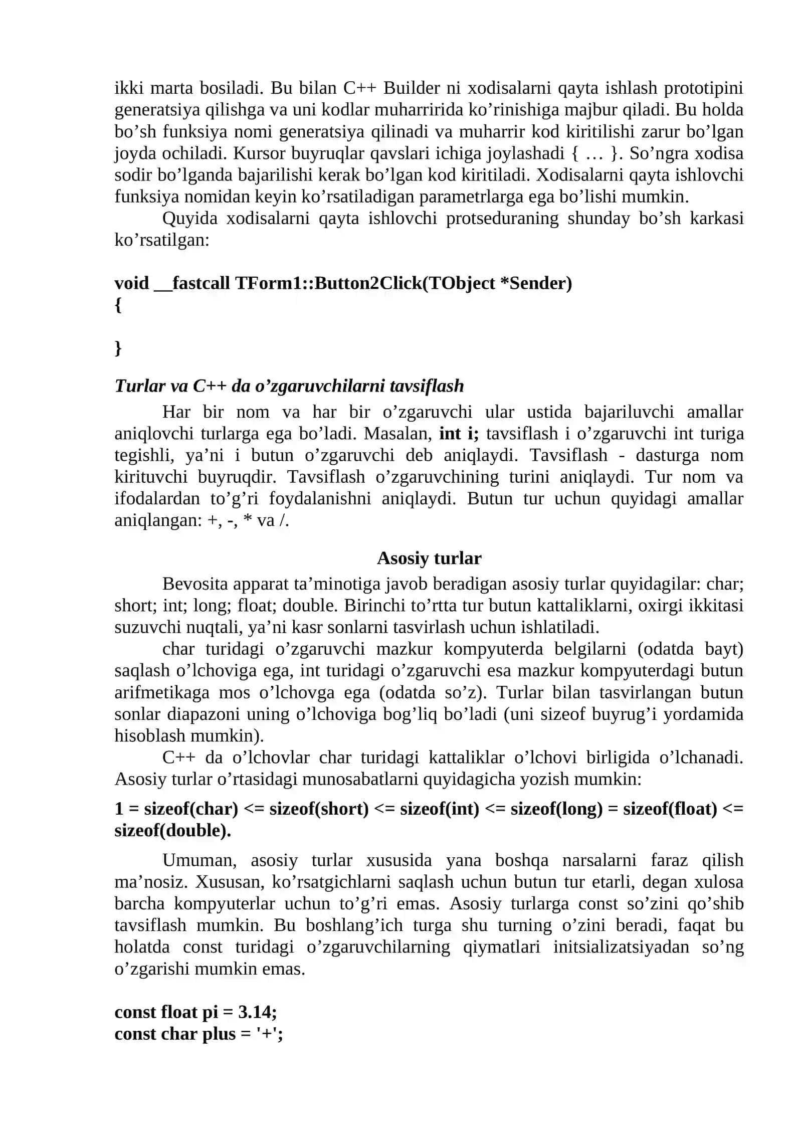 Borland C++ builderda ko'p formal ilovalar yaratish 4