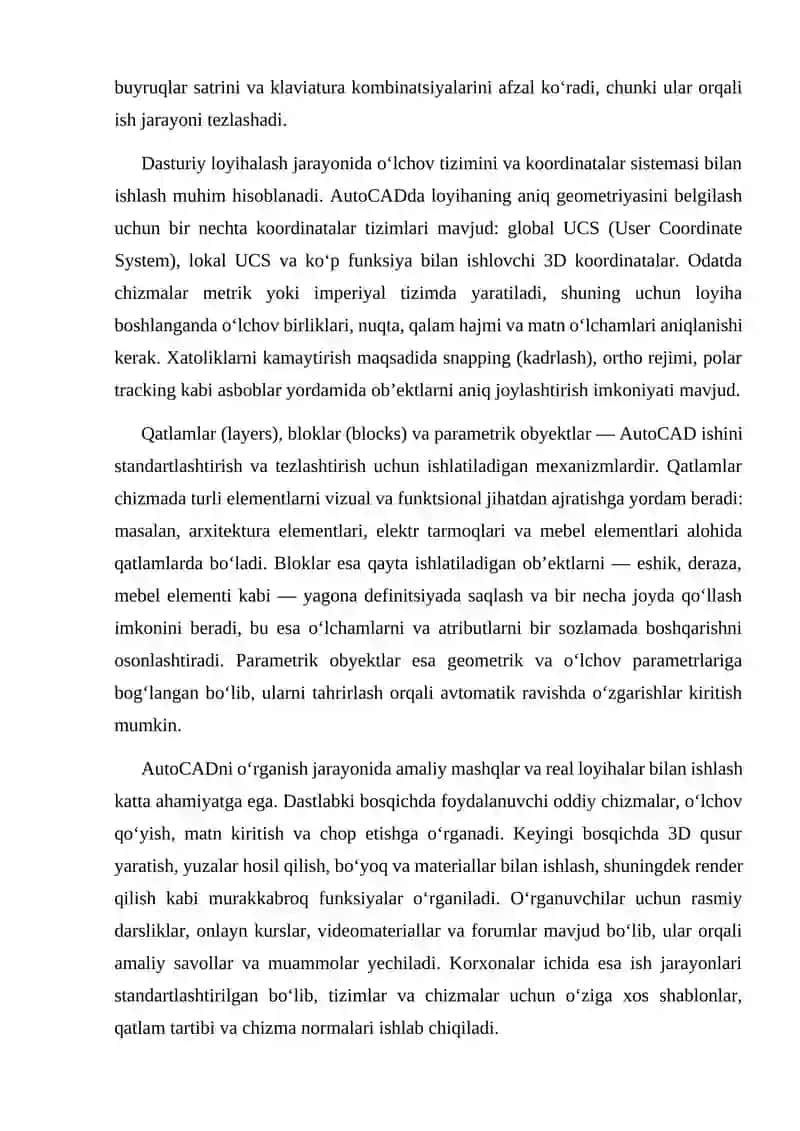 AutoCAD Dasturining Interfeysi va Buyum Paneli 4
