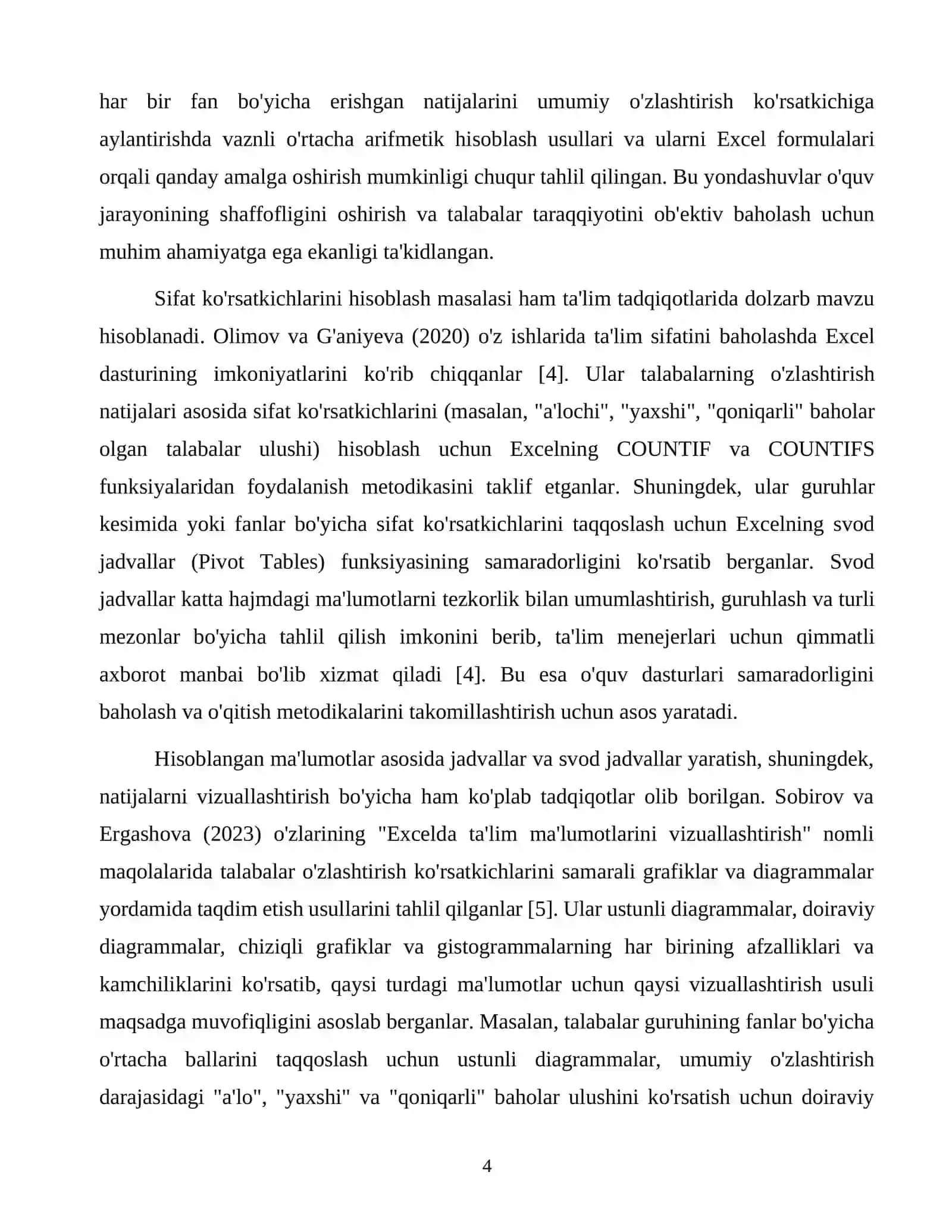 Excel dasturida turli hisobotlar tayyorlash 4