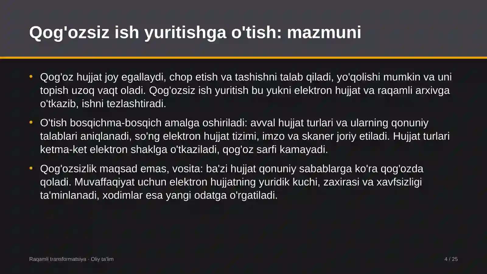 Davlat arxivlarida qog'ozsiz ish yuritishga o'tish 4